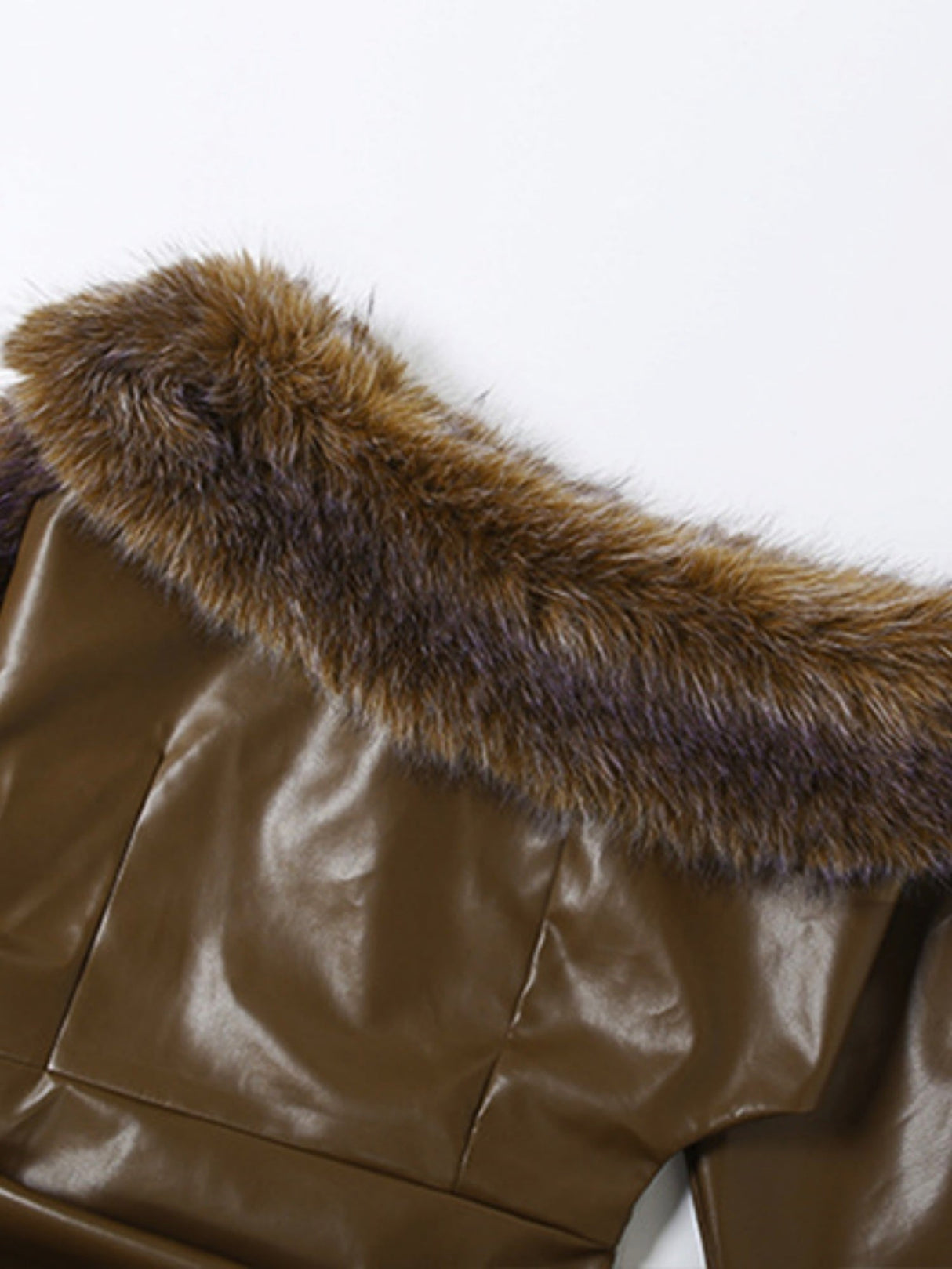 PU Leather Plush Patchwork Sexy Waist-cinching And Hip-hugging Mini&Short Dresses