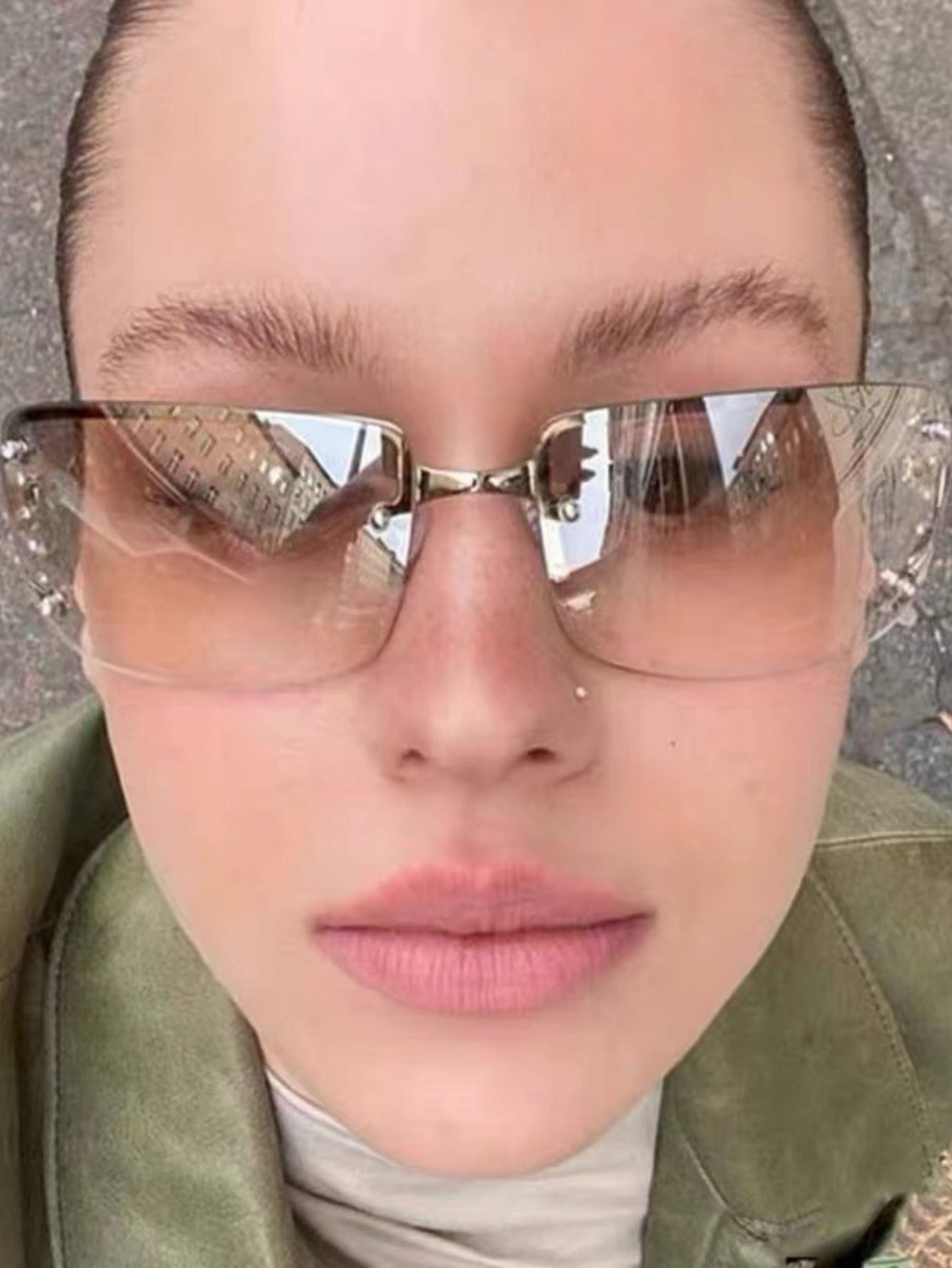 Lunettes de soleil sans monture personnalisées incrustées de strass