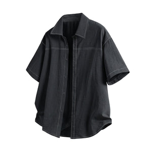 Color-blocked Faux Denim Shirts