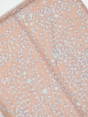 Robe de soirée maxi moulante à dos nu transparent ornée de strass scintillants et de fleurs 3D, col rond.