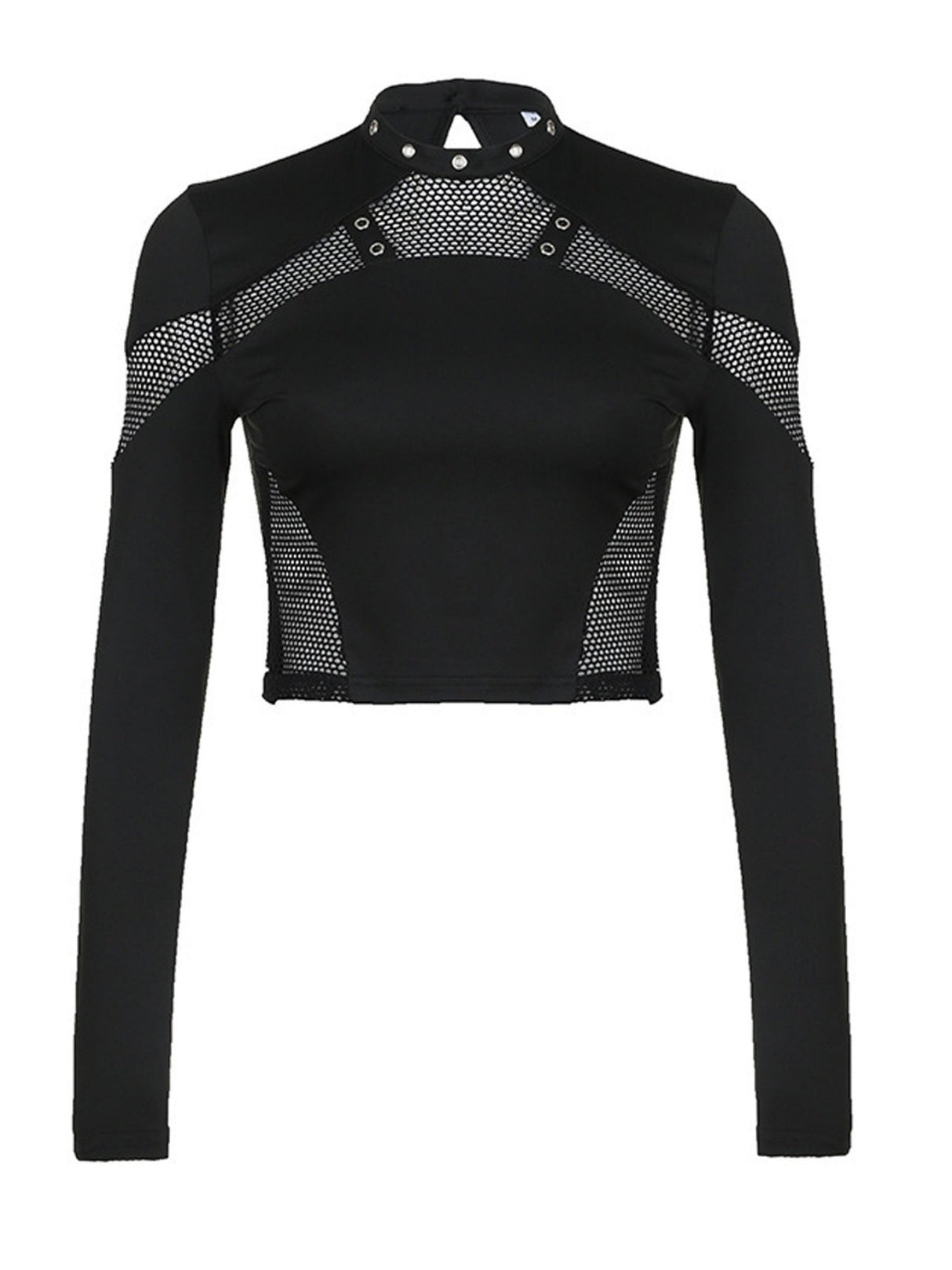 Y2K Hollow Out Grid Splicing Long-sleeved T-shirt