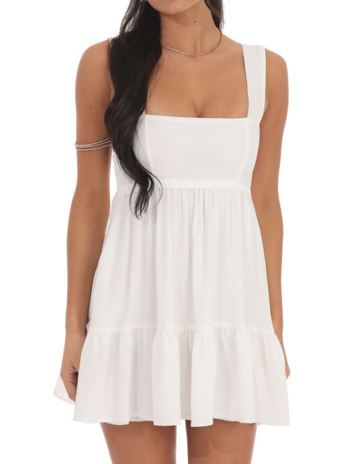 Square Collar Splicing Camisoles Sweet Mini&Short Dresses