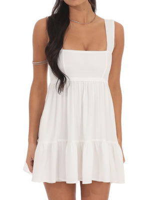 Square Collar Splicing Camisoles Sweet Mini&Short Dresses