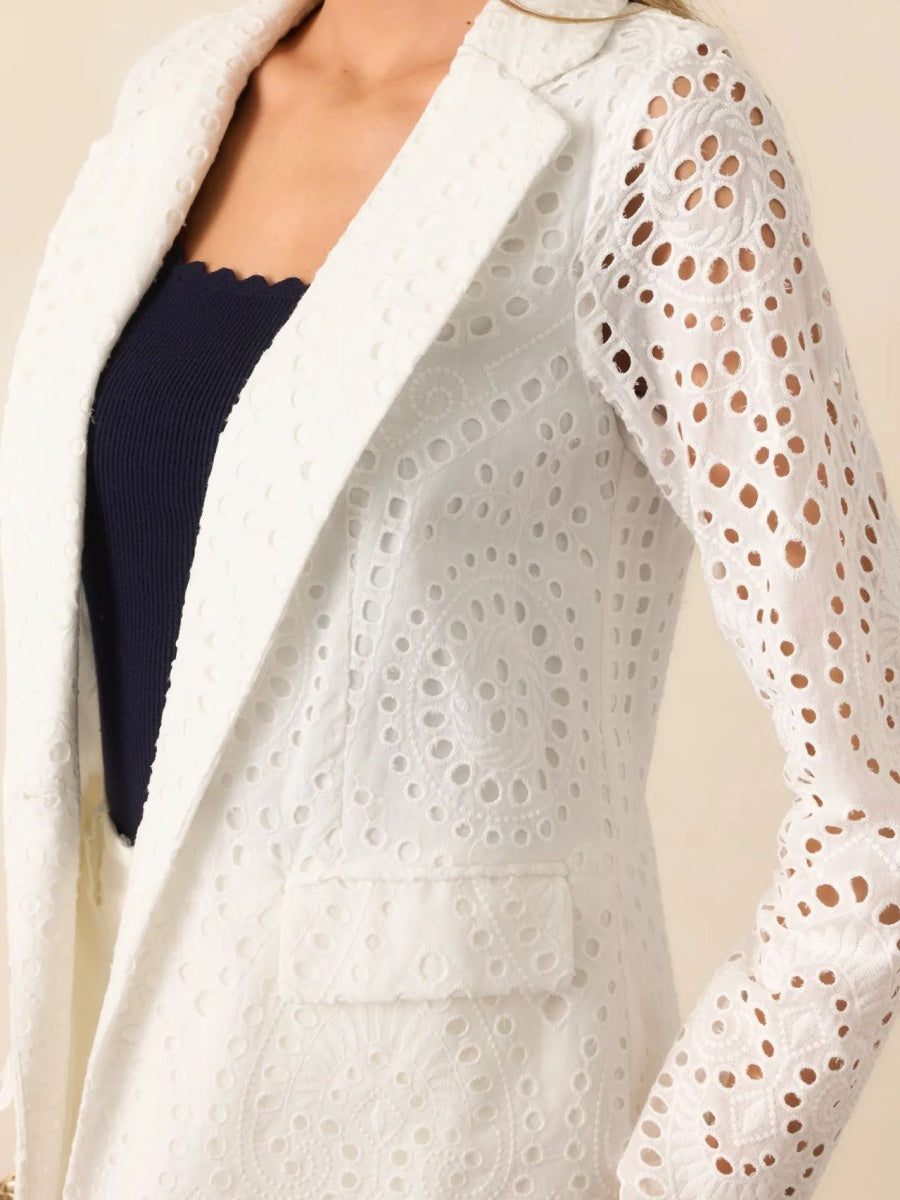 Embroidery Hollow Lapel Business Blazers