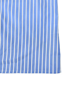 Stripes Loose-fit Lapel Color-blocked Commuting Shirts