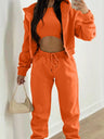 Solid Color Minimalist Hooded Sweatshirt And Casual Sports Pants 3-piece Sets