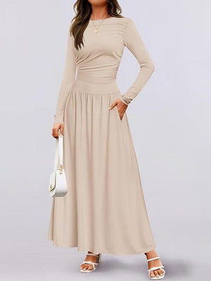 Liber Spring Women's Pocket Solid Color Maxi Dresses