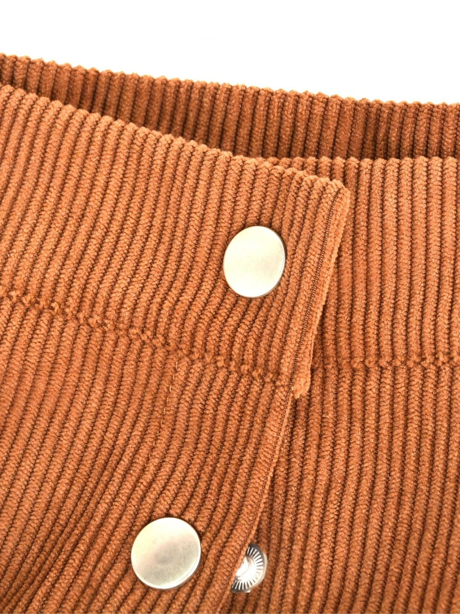 Corduroy Single-breasted High Waist Skirts