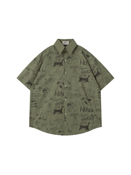 Cartoon Animals Graffiti Oversize Shirts