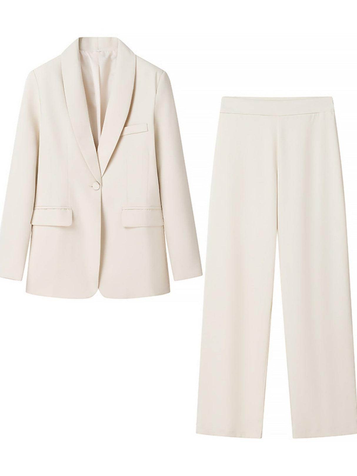 Lapel Suit Jacket High-waisted Loose-fitting Trousers 2-piece Sets