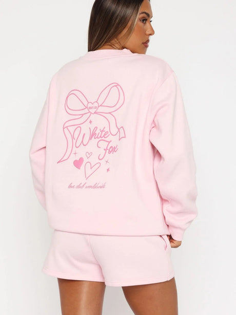 Valentine's Day Elements Long-sleeved Bow Print Sweatshirts
