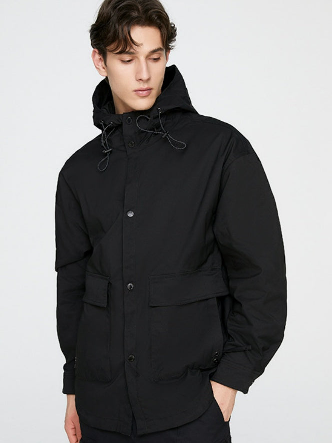 Water Proof Windproof Solid Color Hooded All-match Work Jacket