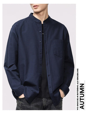 Liber Summer Men's Pocket decoration Solid Color Shirts