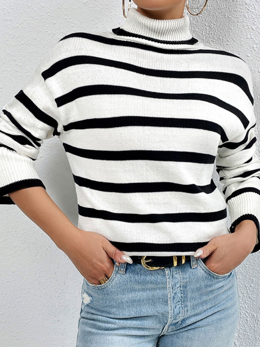 Streifen, kontrastierende Farben, überschnittene Schultern, lockere Pullover