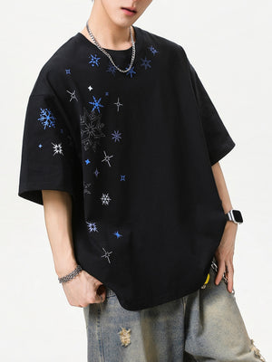 Snowflake Printed Breathable Loose-fit T-shirts
