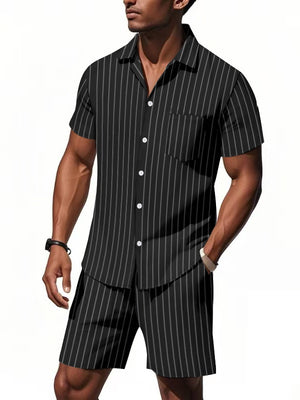 Flax Stripes Loose-fit Beach Set 2-piece Sets