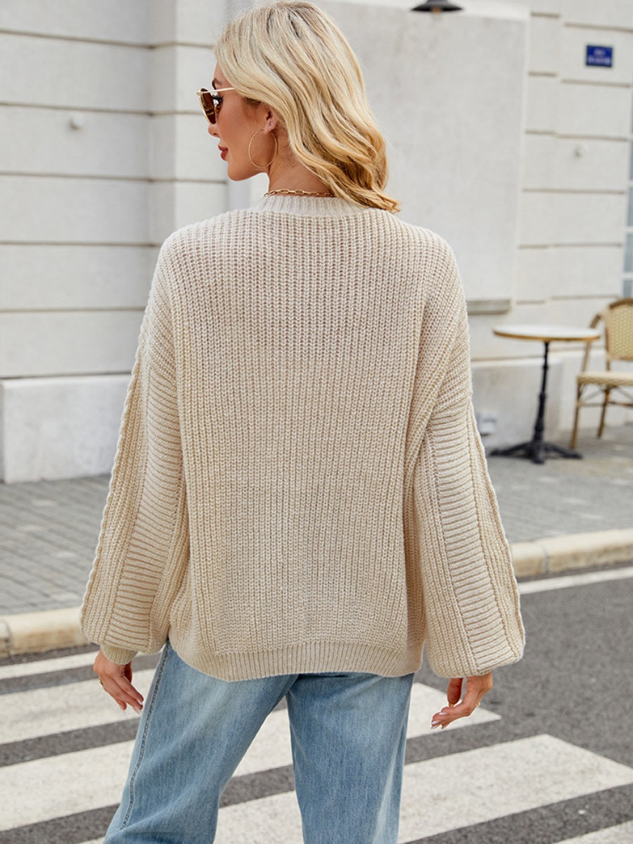 Liber Autumn Women's Buttons Plain stitch Lantern cuffs Cardigans Coat