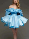 Off-the-shoulder Glossy Short Dress