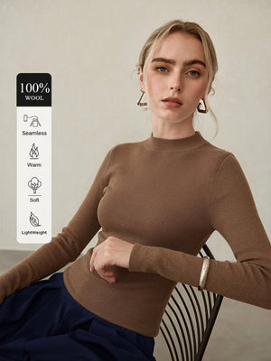 100% Merino Cotton & Wool Seamless Turtleneck Sweater