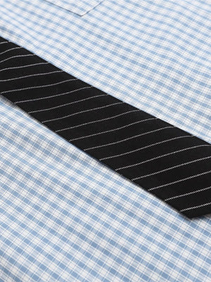 Liber Autumn Neutral wear Tie Plaid Shirts