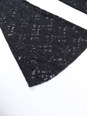 Y2K Lace Patchwork Hollowed-out Perspective High-waisted Flared Pants Slimming Pants