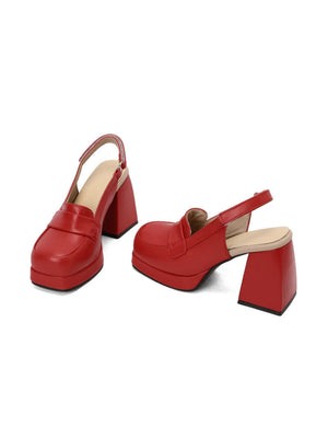 Platform Chunky Heels With Open Back