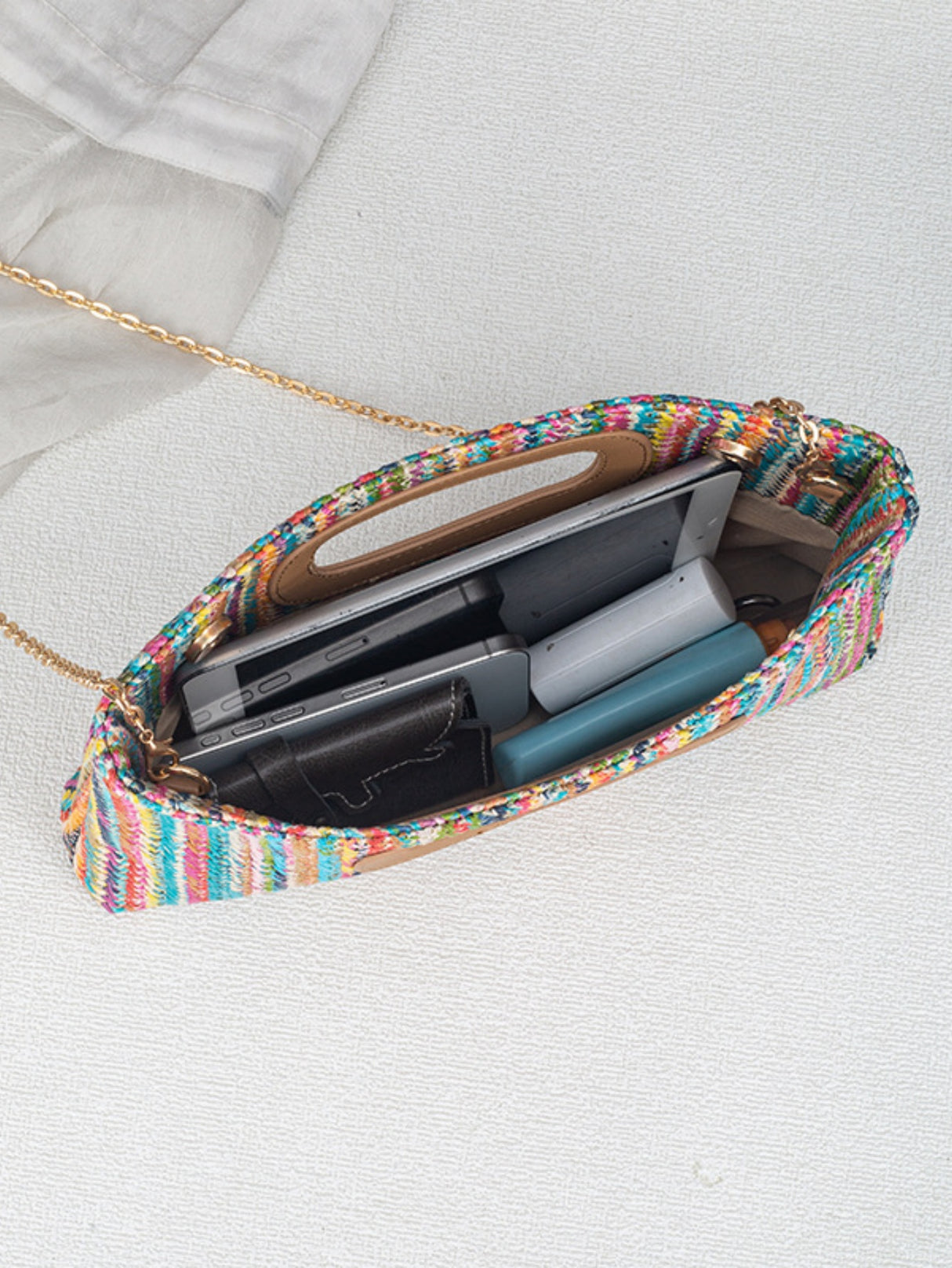 Colorful Straw Tote Bag For Vacation
