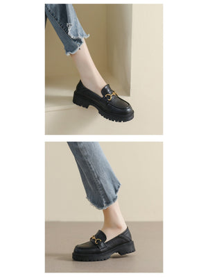 Liber Spring and Autumn Thick-soled Metal Buckle Women's Loafers