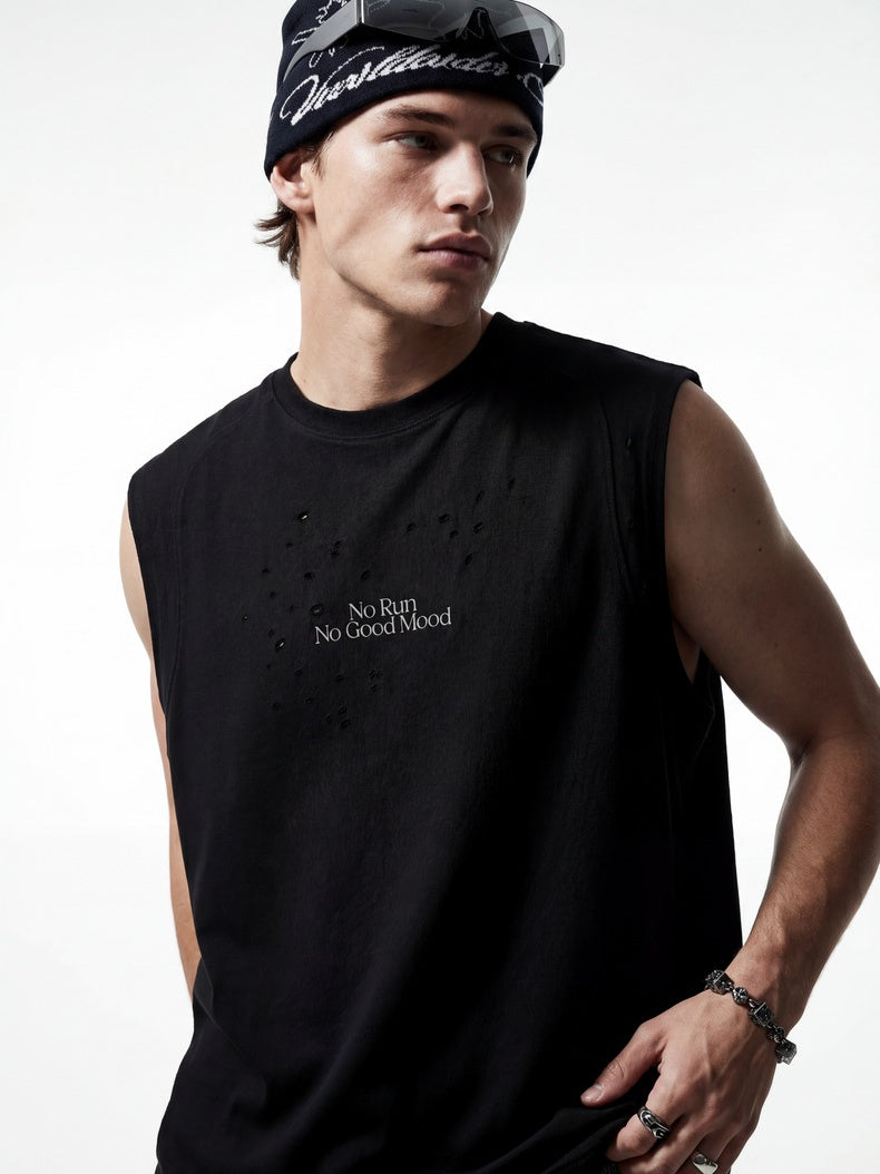 Hole Running Reflective Printed Tank Tops