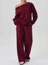 Asymmetrical Shoulder Design Sporty Casual Fashion 2-piece Sets