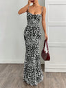 Leopard Slim Fit Sleeveless Maxi Dresses
