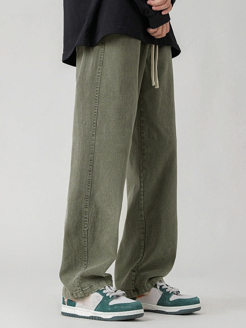 Washing Straight Wide-leg Jeans