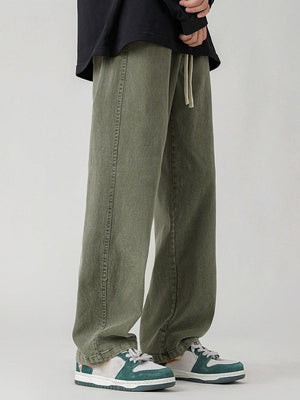 Washing Straight Wide-leg Jeans