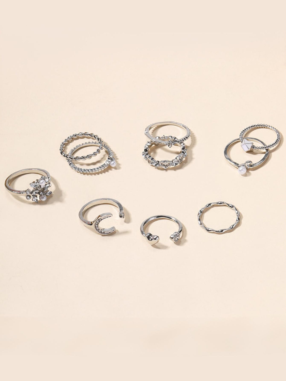 Star And Moon Diamond Ring Set