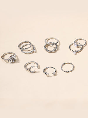 Star And Moon Diamond Ring Set