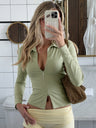 Stylish Cardigan Double Zipper Slim Fit T-Shirt