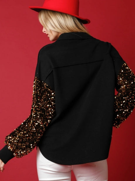 Women's Christmas Santa Claus Sequined Long Sleeve Cardigan Jacket