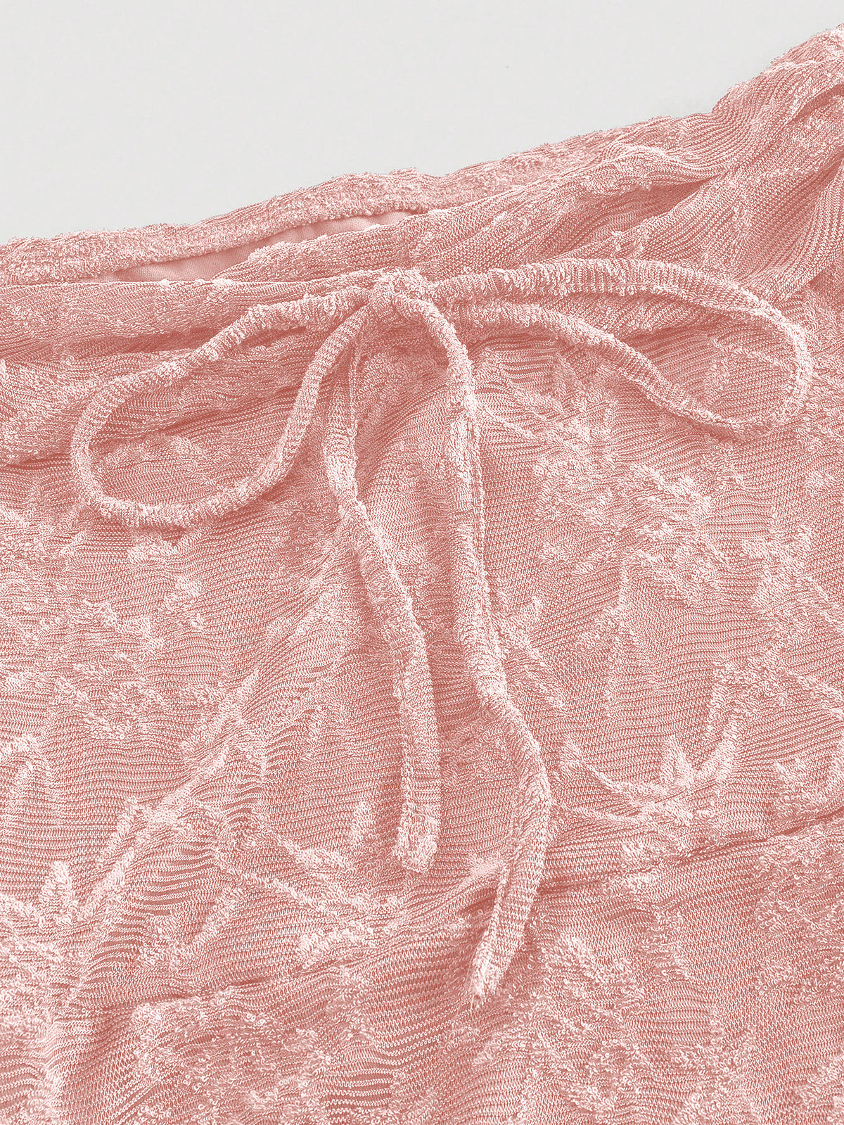 Lace Bow-embellished Off-shoulder Long-sleeved Dress