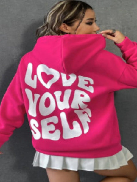 Back Letter Print Leisure Hoodies