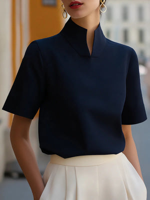 Stand Collar Short Sleeve Jacket Grace Shirts