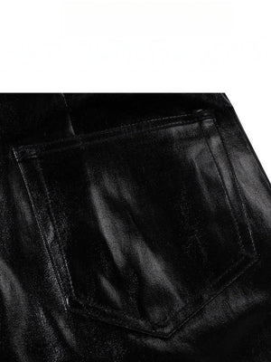 Dark Coating Glossy Slim Slimming Wide-leg Trumpet Mopping Pants