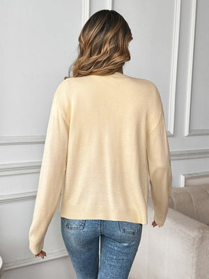 Women's Long sleeve Bear apricot button knitted cardigan
