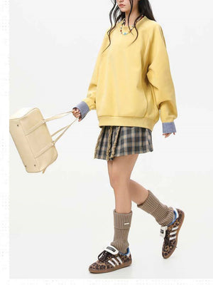 Pocket Color-blocked Loose-fit Sweatshirts&Hoodies