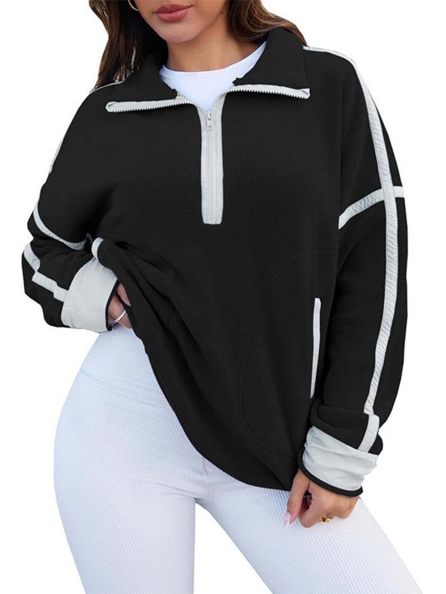Plush Half Zipper Outdoor Leisure Sports Sweatshirt