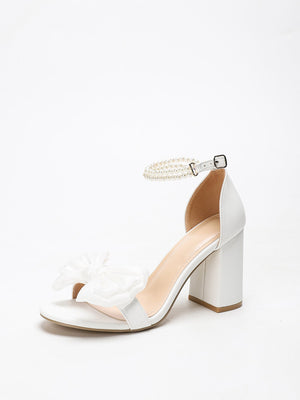 Beaded Bow High-heeled Sandals