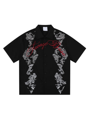 Retro Cashew Flowers Pattern Printed Loose-fit Shirts