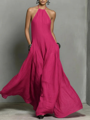 Neckband Backless Sleeveless Maxi Dresses