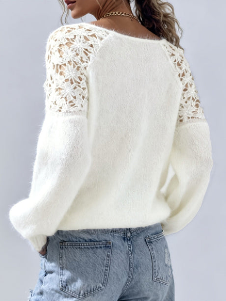Lace Applique Loose-fit Sweaters