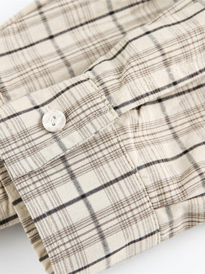 Niche Graffiti Letters Loose Plaid Long-sleeved Shirt