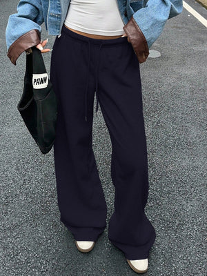 Drawstring Relaxed Exercise Mid-low Waist Sweatpants